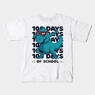 100 Days of school typography featuring a T-rex dino Dabbing #3 Kids T-Shirt